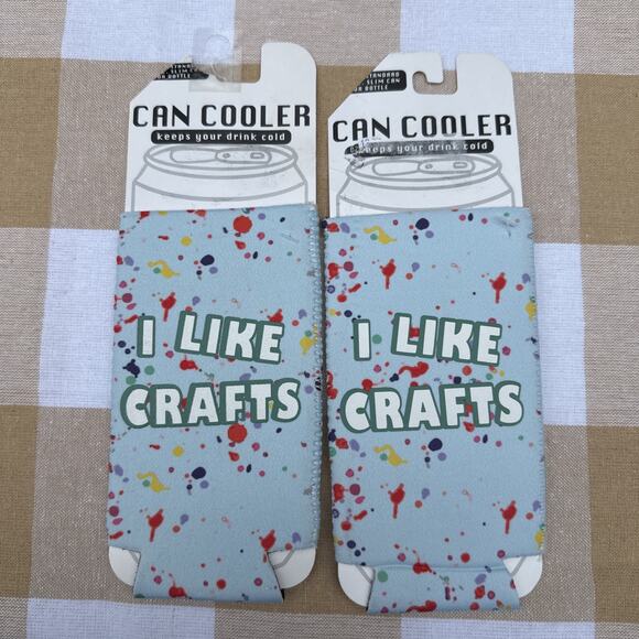 Lot of 2 12 Oz Beer Cozies Insulated Sleeve Can Cooler I Like Crafts - Picture 1 of 3